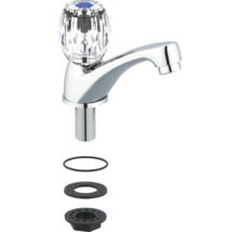 Robinet de lavabo avec poignée en cristal et matériel de montage