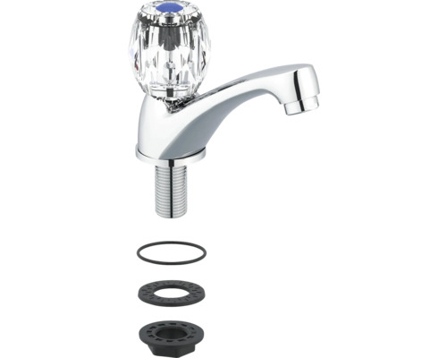 Robinet de lavabo avec poignée en cristal et matériel de montage