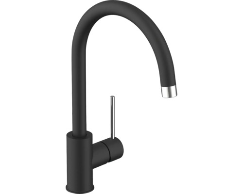 Robinet de cuisine noir avec bec haut