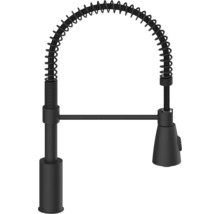 Robinet de cuisine noir avec ressort spirale