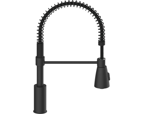 Robinet de cuisine noir avec ressort spirale