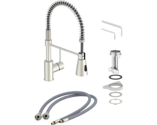 Robinet de cuisine avec fonction douchette et accessoires