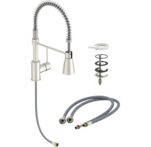 Robinet de cuisine avec ressort spiralé, flexible de douche et matériel de montage