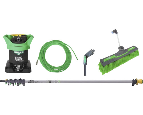 Unger Hydro Power Ultra Fensterreinigungsset mit Teleskopstange, Schlauch und Bürste