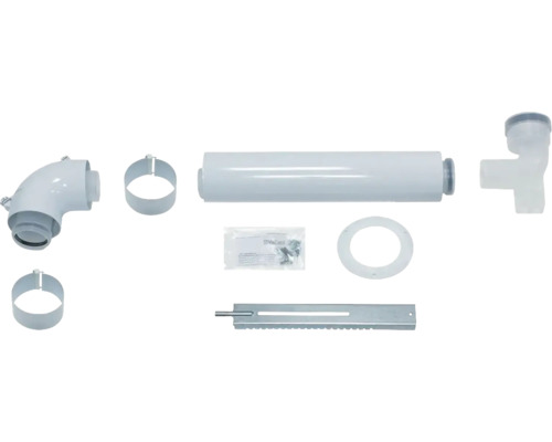 Abgasrohr-Installationsset mit Rohrbogen, Rohren, Schellen, Dichtungen und Montagematerial