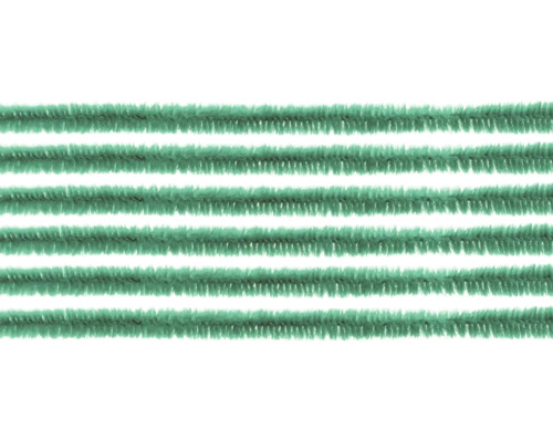 Biegeplüsch 50 cm grün 8 mm 10 Stück Mehrere grüne Pfeifenreiniger liegen nebeneinander.