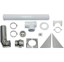 Kit de tuyaux d'évacuation des gaz de combustion en acier inoxydable avec divers composants tels que tuyaux, coudes, colliers et matériel de fixation