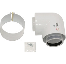 Coude de conduit de fumée avec matériel de fixation et manchette d'étanchéité