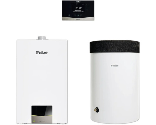 Vaillant Paket 1.64/3Gas-Wandheizgerät ecoTEC exclusive VC 20 CS/1-7, Warmwasserspeicher uniSTOR exclusive VIH R 200/6 H und witterungsgeführter Regelung sensoCOMFORT 720/3 8000016649 Vaillant Heizungsanlage mit Steuerung und Warmwasserspeicher