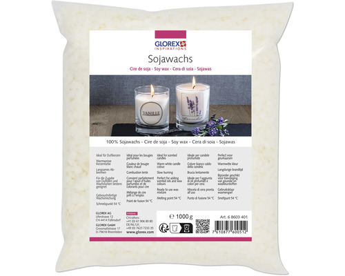 Mélange cire de soja 20% de cire de soja 1 kg Glorex Cire de soja, 1000 g, pour la fabrication de bougies parfumées
