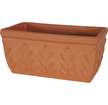 Rechteckiger Pflanzkasten aus Terrakotta mit Blattmuster