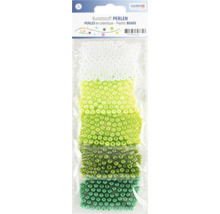 Perles en plastique, 6 mm, dans différentes nuances de vert dans l''emballage