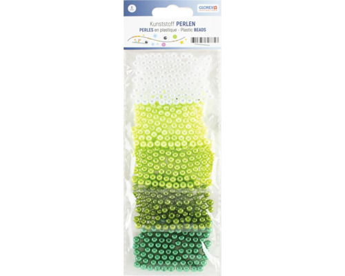 Perles en plastique, 6 mm, dans différentes nuances de vert dans l''emballage