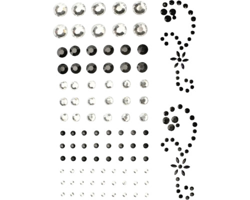 Aufkleber mit Strasssteinen in verschiedenen Größen und Formen