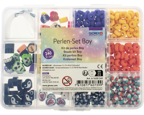 Kit de perles pour garçons dans une boîte de tri avec différentes formes de perles