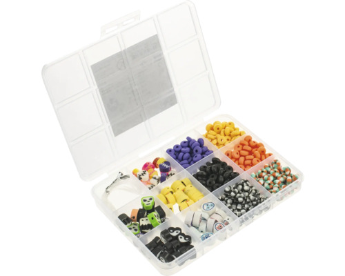 Boîte de rangement avec différentes perles décoratives