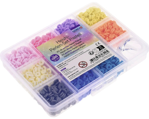 Heishi Perlen Set Pastell in transparenter Aufbewahrungsbox