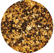 Goldfarbener Glitter mit hexagonaler Form