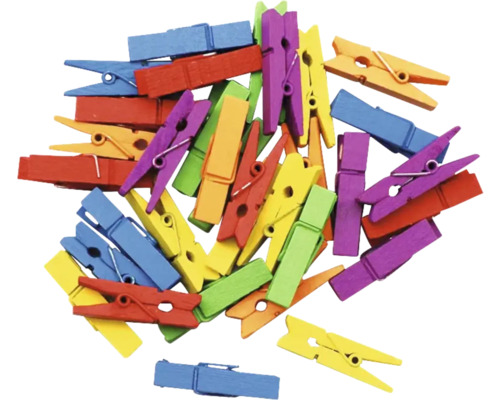 Wäscheklammern Holz bunt 35 mm 48 Stück Mehrfarbige Wäscheklammern aus Holz