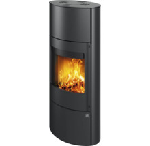 Poêle à bois avec du bois qui brûle