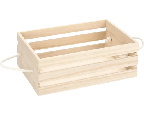 Caisse en bois avec poignées en corde