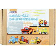 Glorex Kit de moulage véhicules de chantier, un kit de bricolage pour mouler des véhicules de chantier avec aimant