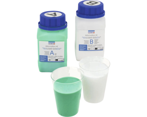Glorex Abformsilikon HE Set mit Komponente A und B sowie zwei Mischbechern