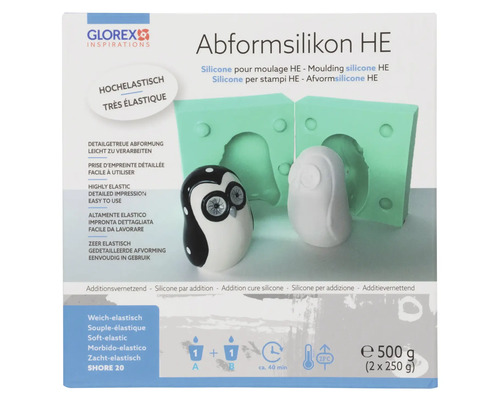Glorex Abformsilikon HE Set mit Silikonform und gegossener Eulenfigur