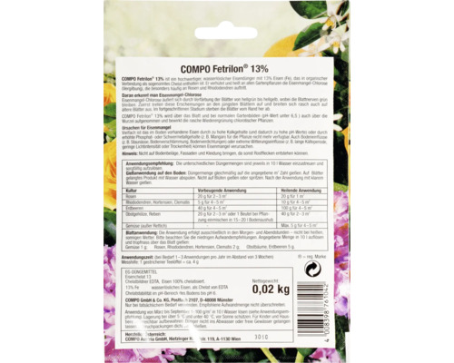COMPO Fetrilon 13 Prozent Eisendünger zur Behandlung von Eisenmangel