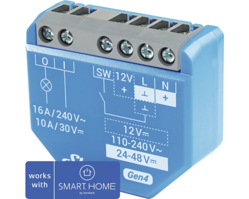 Interrupteur encastré Smart Home bleu avec bornes à vis