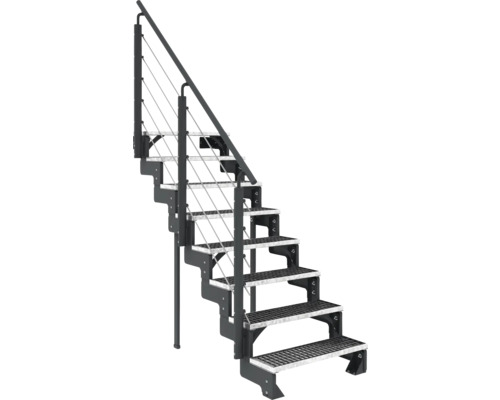 Escalier extérieur avec rampe et sept marches
