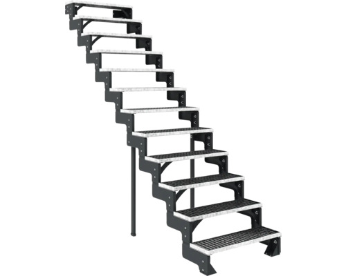 Escalier avec neuf marches et supports latéraux