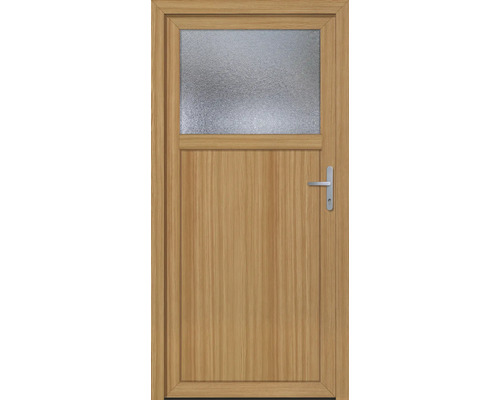Porte en bois avec insert en verre et poignée de porte
