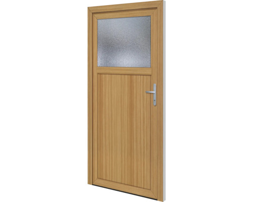 Porte en bois avec insert en verre et poignée