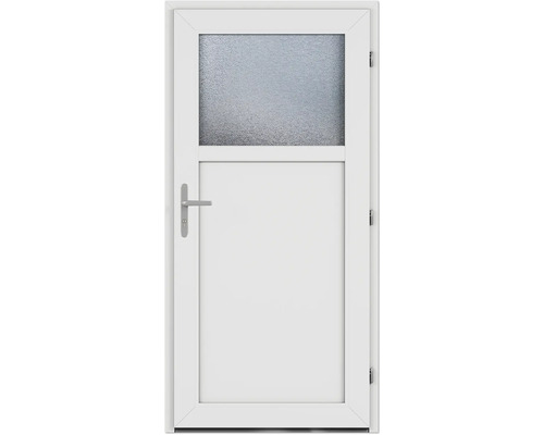 Porte de service blanche avec insert en verre