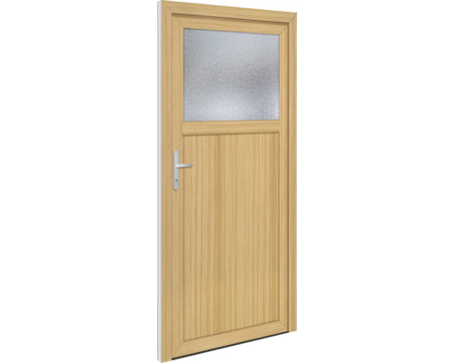 Porte en bois avec insert en verre et poignée de porte