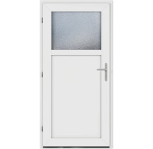 Porte blanche avec insert en verre et poignée