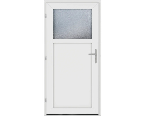 Porte blanche avec insert en verre et poignée