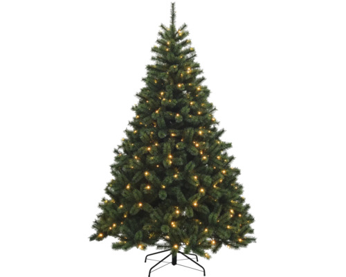 Arbre de Noël artificiel LED Sapin Lafiora Calgary Ø 130 cm H 185 cm Arbre de Noël artificiel décoré avec des lumières sur un support