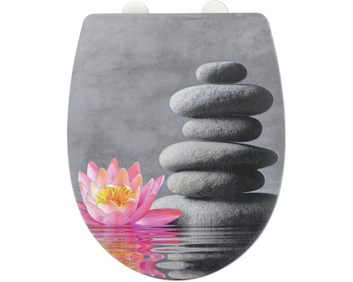 Abattant de WC avec motif de pierres et de fleur de lotus