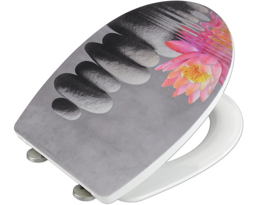 Toilettendeckel mit Stein- und Blütenmuster