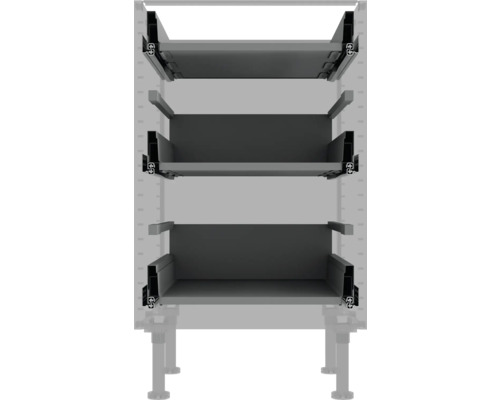 Système coulissant pour tiroirs dans un meuble de cuisine