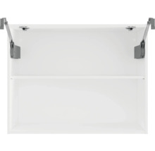 Armoire murale blanche avec une étagère et une porte ouverte