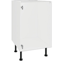 Meuble bas blanc sans porte et avec pieds noirs