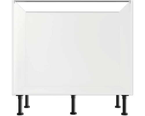 Meuble bas de cuisine blanc avec pieds noirs