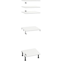 Trois lavabos de salle de bains blancs avec différents types de fixation.