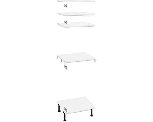 Trois lavabos de salle de bains blancs avec différents types de fixation.