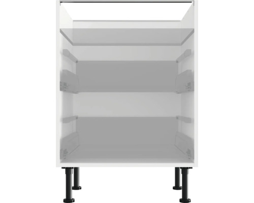 Meuble bas de cuisine vide avec pieds