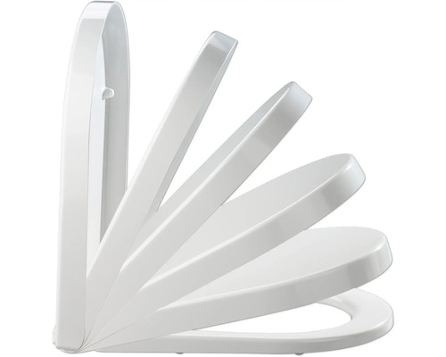 Abattant de WC avec amortisseur en différentes positions d''ouverture