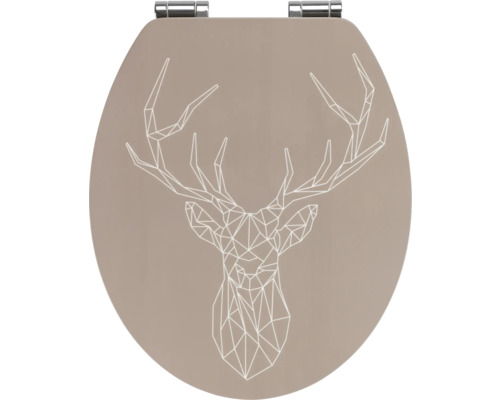 Abattant WC Wenko Stag avec frein de chute type de fixation par le haut 23775100 Abattant WC avec motif cerf